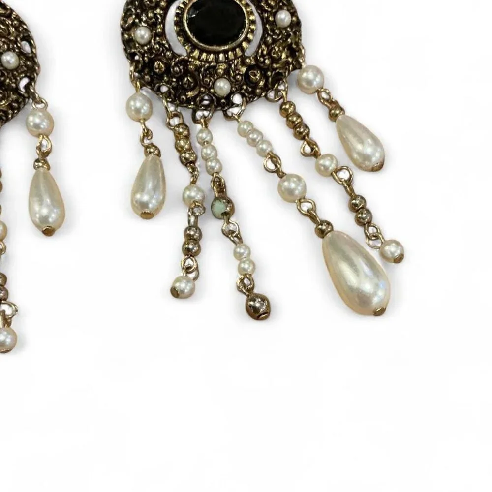 Vintage Pearl‎ Dark Romance Chandelier Earrings Gothic Romantic Statement